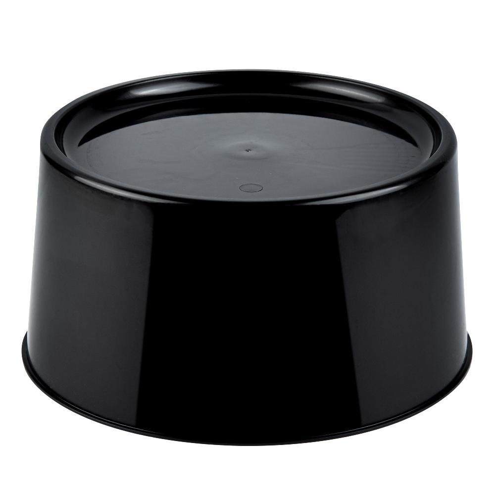 restaurantware Bev Tek Round Black Plastic Beverage Dispenser Base - For 3 and 6 gal Dispenser - 10 1/2" x 10 1/2" x 6 1/2" - 4 count box