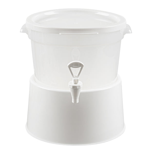 Restaurantware Bev Tek Round White Plastic Beverage Dispenser Base - For 3 And 6 Gal Dispenser - 10 1/2" X 10 1/2" X 6 1/2" - 4 Count Box