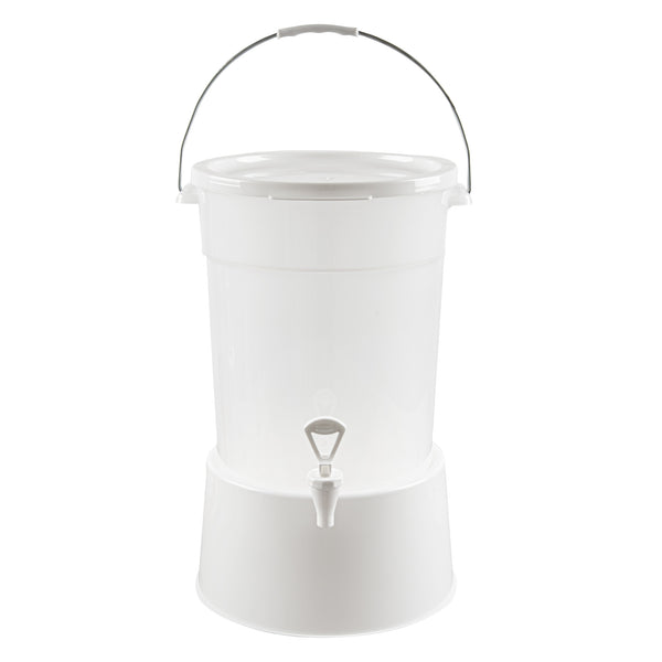 Restaurantware Bev Tek Round White Plastic Beverage Dispenser Base - For 3 And 6 Gal Dispenser - 10 1/2" X 10 1/2" X 6 1/2" - 4 Count Box