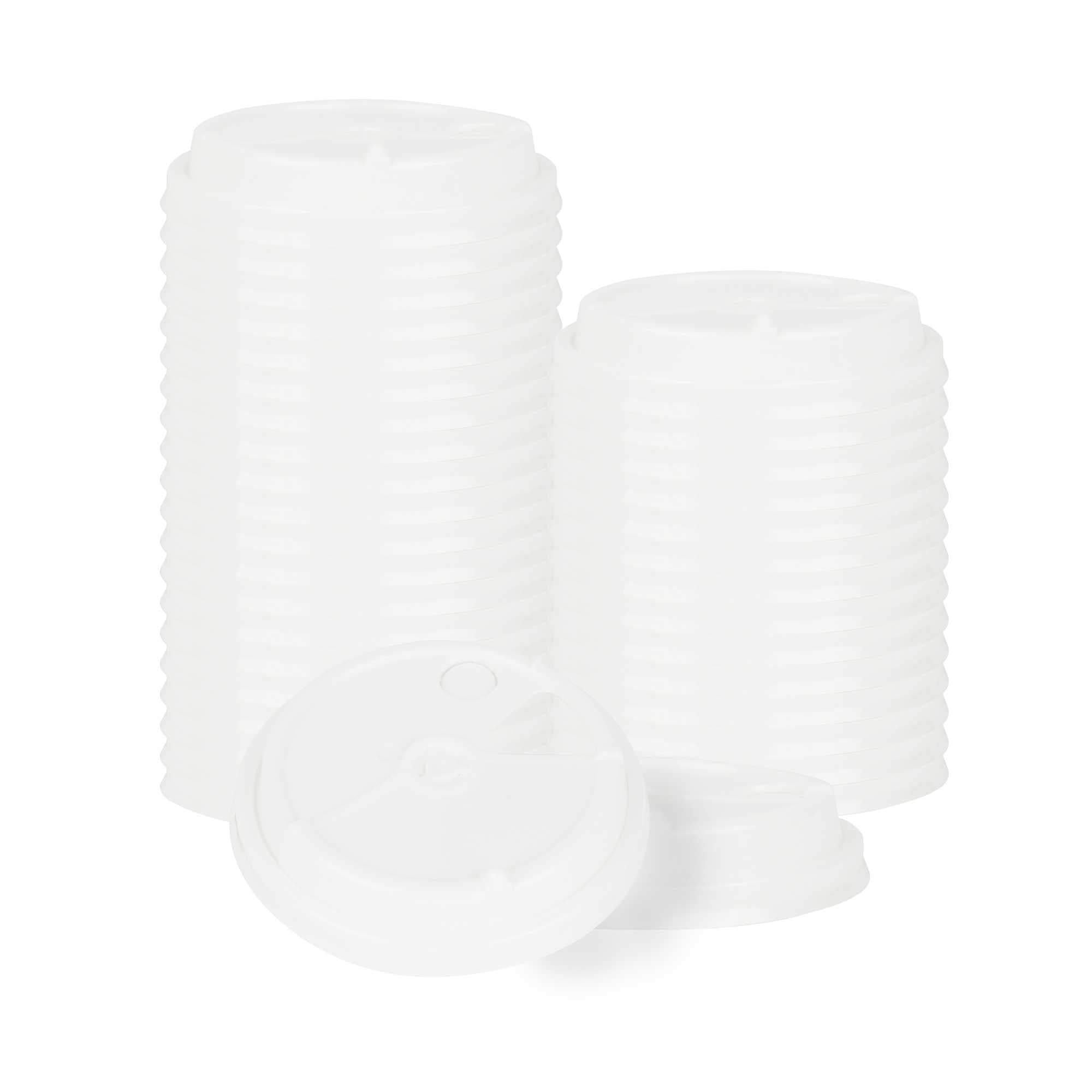 restaurantware Bev Tek White Plastic 2-in-1 Straw or Sip Coffee Cup Lid - Fits 8 12 16 and 20 oz - 100 count box