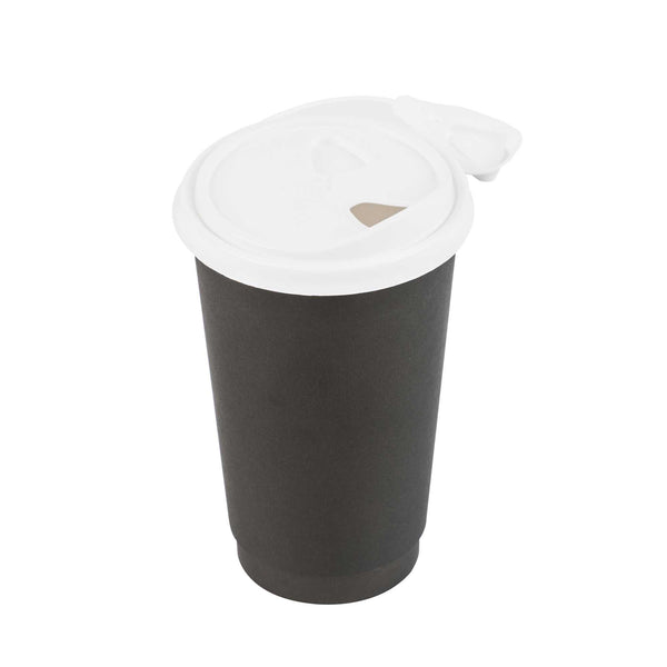 Restaurantware Bev Tek White Plastic Pop Lock Coffee Cup Lid - Fits 8 12 16 And 20 Oz - 100 Count Box