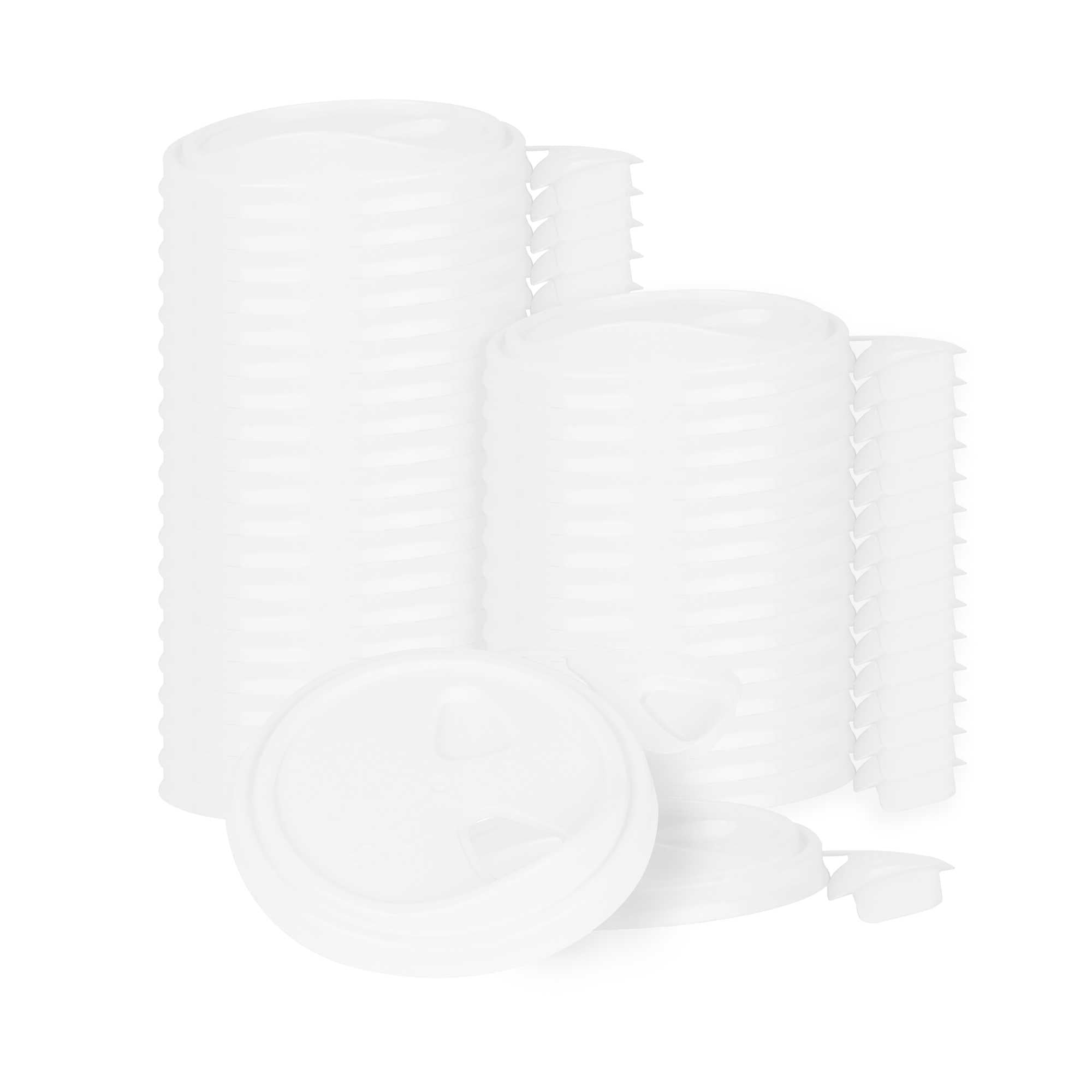 restaurantware Bev Tek White Plastic Pop Lock Coffee Cup Lid - Fits 8 12 16 and 20 oz - 100 count box