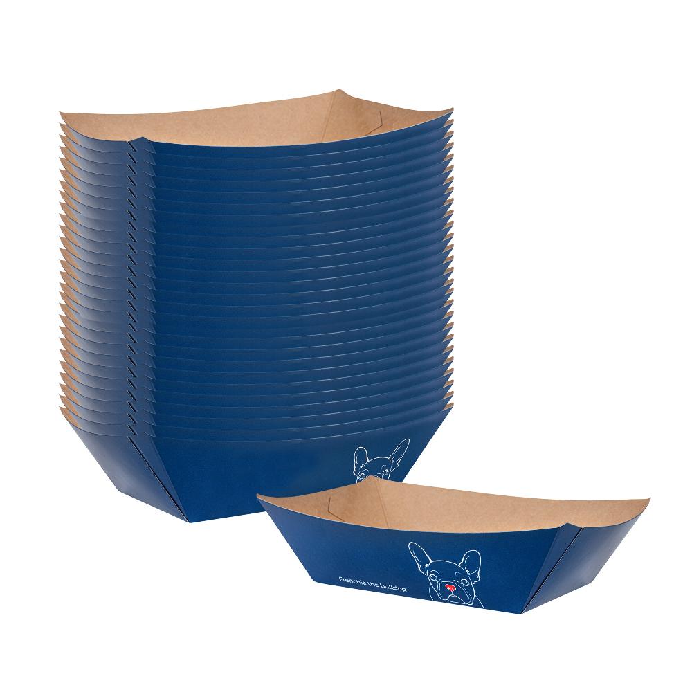 restaurantware Bio Tek 1/2 lb Frenchie Paper #50 Food Tray / Boat - 4 1/4" x 2 3/4" x 1 1/2" - 400 count box