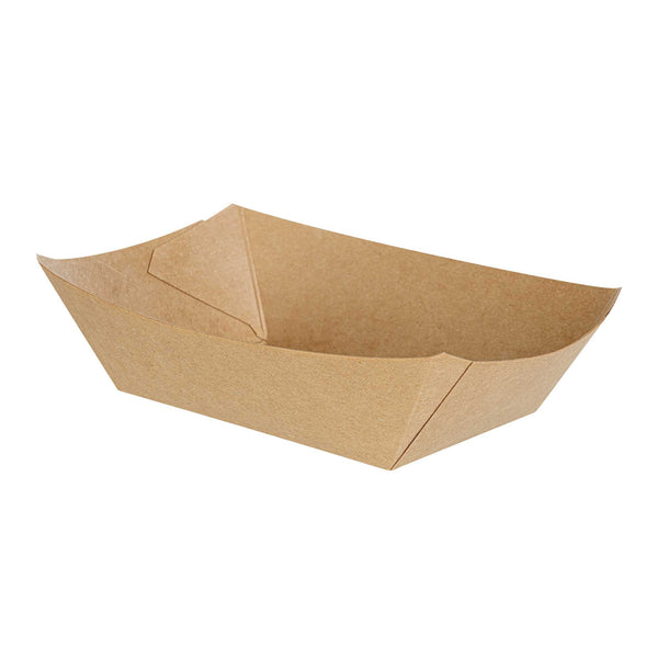 Restaurantware Bio Tek 1/2 Lb Kraft Paper #50 Food Tray / Boat - 4 1/4" X 2 3/4" X 1 1/2" - 400 Count Box