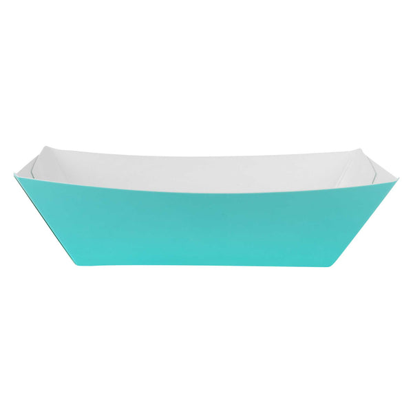 Restaurantware Bio Tek 1/2 Lb Turquoise Paper #50 Food Tray / Boat - 4 1/4" X 2 3/4" X 1 1/2" - 400 Count Box