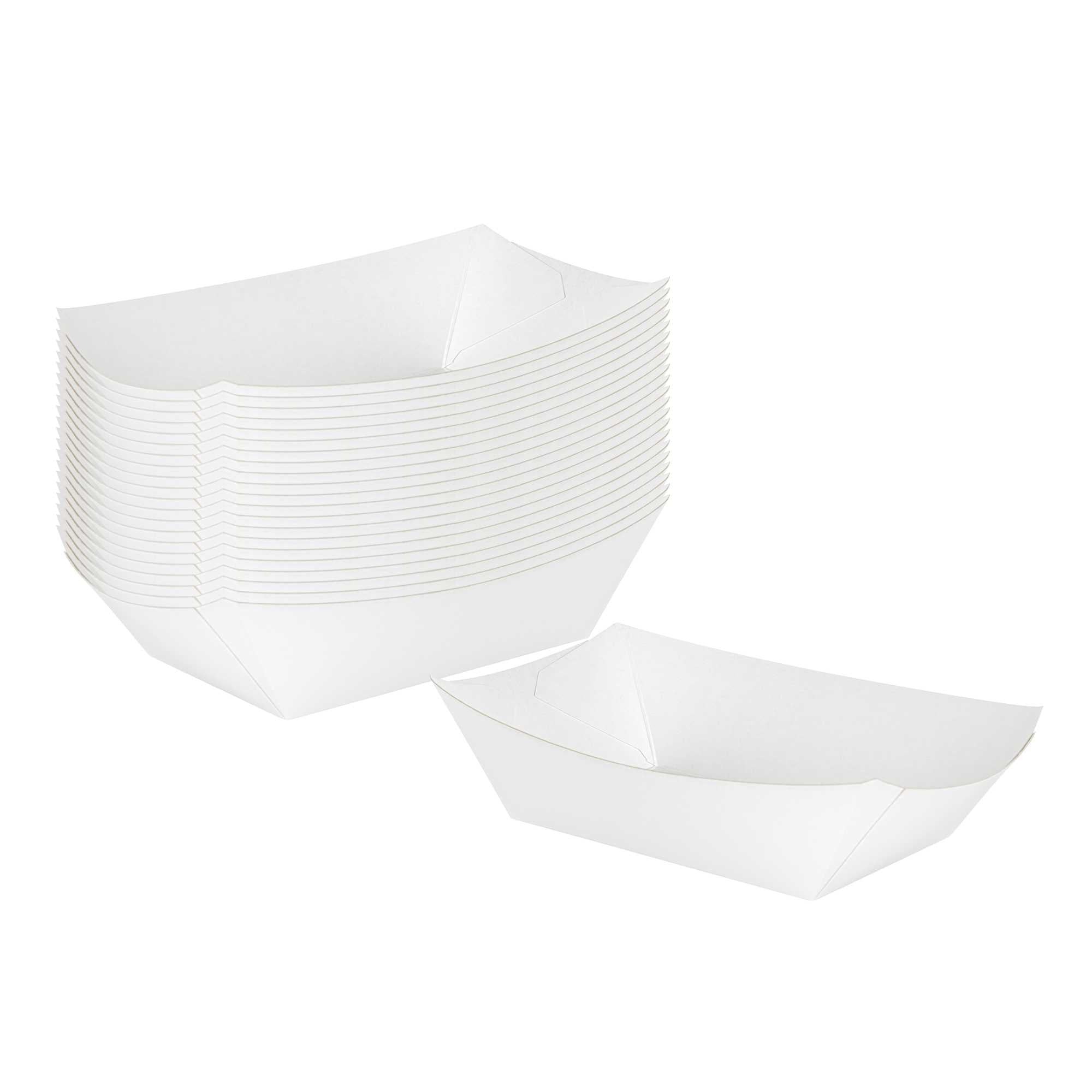 restaurantware Bio Tek 1/2 lb White Paper #50 Food Tray / Boat - 4 1/4" x 2 3/4" x 1 1/2" - 400 count box