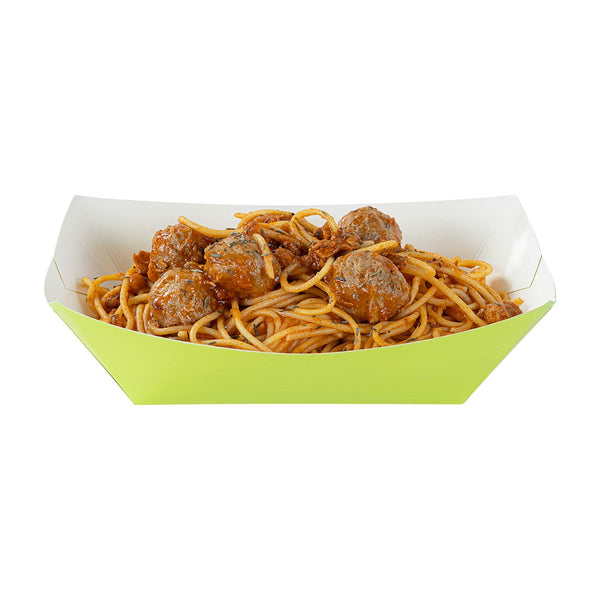 Restaurantware Bio Tek 1 Lb Eco Green Paper #100 Food Tray / Boat - 5 1/2" X 3 1/2" X 2" - 200 Count Box