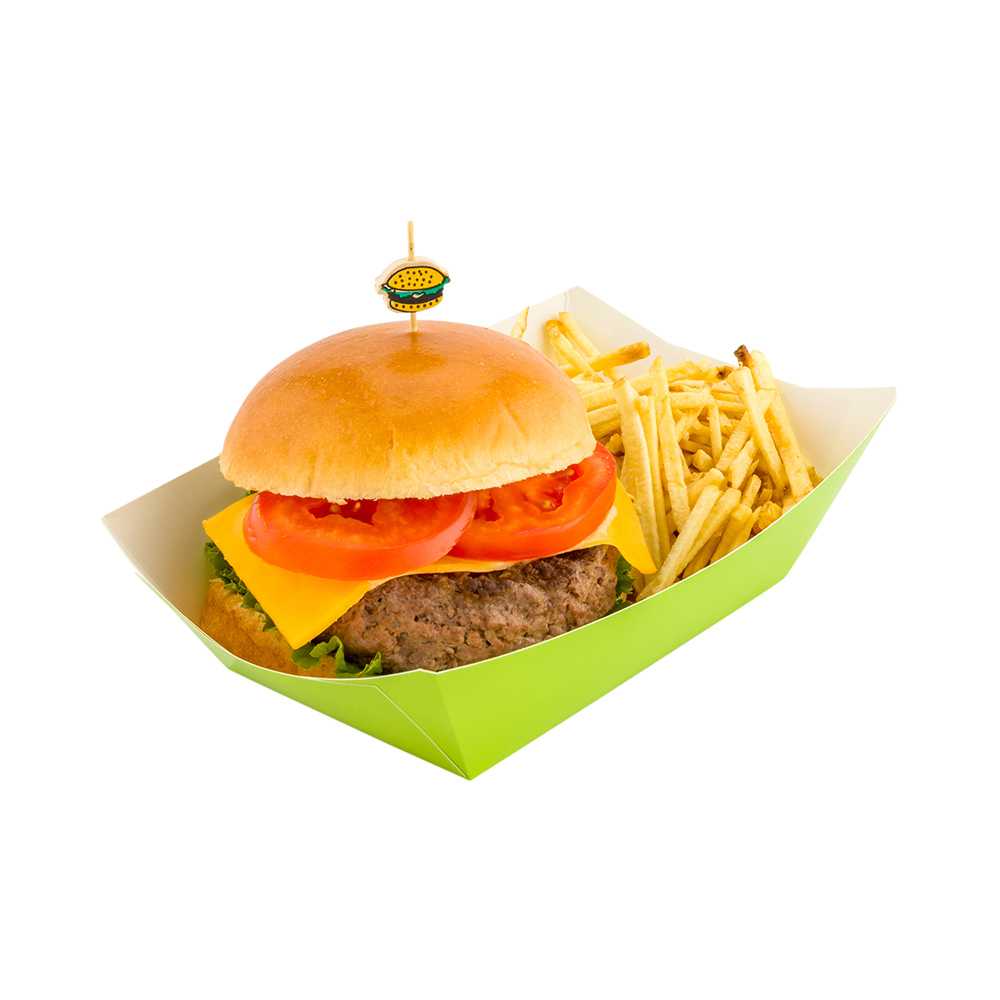 restaurantware Bio Tek 1 lb Eco Green Paper #100 Food Tray / Boat - 5 1/2" x 3 1/2" x 2" - 200 count box