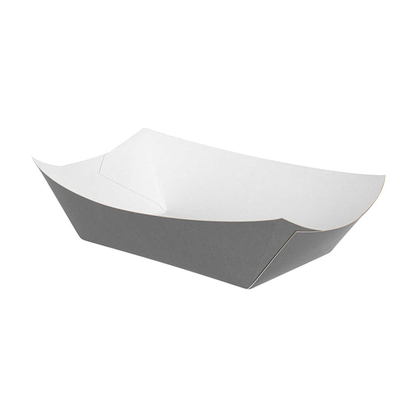 Restaurantware Bio Tek 1 Lb Gray Paper #100 Food Tray / Boat - 5 1/2" X 3 1/2" X 2" - 200 Count Box