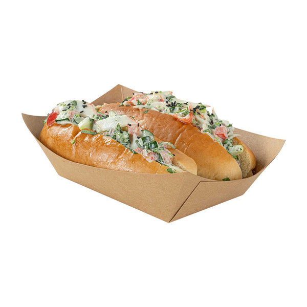 Restaurantware Bio Tek 1 Lb Kraft Paper #100 Food Tray / Boat - 5 1/2" X 3 1/2" X 2" - 200 Count Box