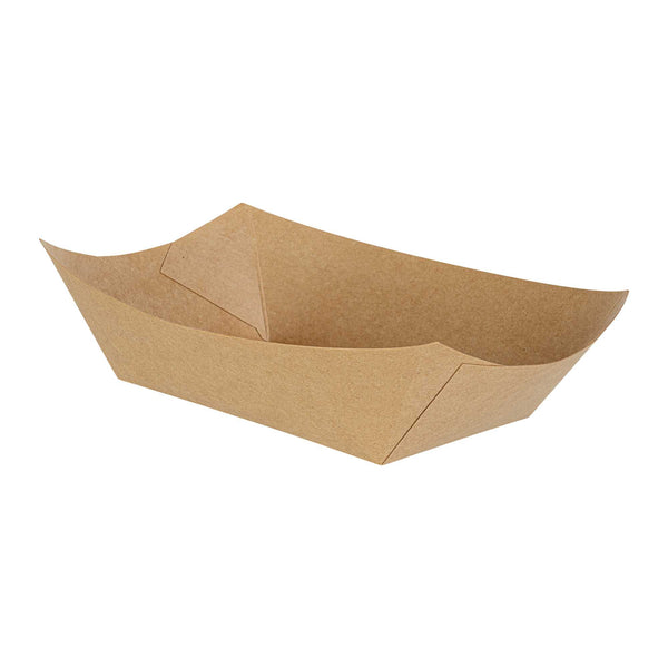 Restaurantware Bio Tek 1 Lb Kraft Paper #100 Food Tray / Boat - 5 1/2" X 3 1/2" X 2" - 200 Count Box