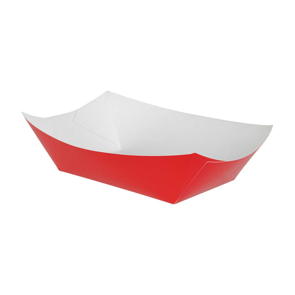 Restaurantware Bio Tek 1 Lb Red Paper #100 Food Tray / Boat - 5 1/2" X 3 1/2" X 2" - 200 Count Box