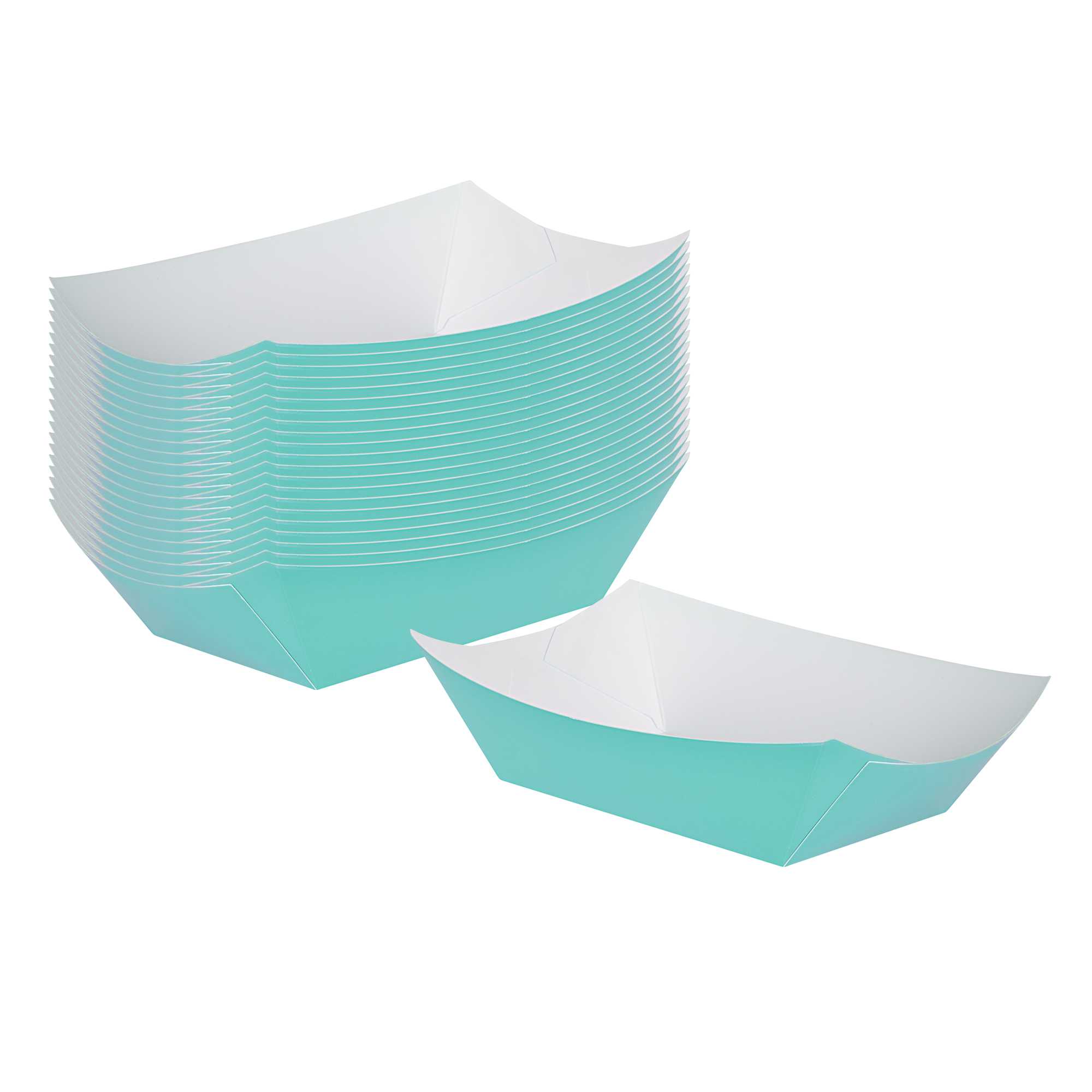 restaurantware Bio Tek 1 lb Turquoise Paper #100 Food Tray / Boat - 5 1/2" x 3 1/2" x 2" - 200 count box