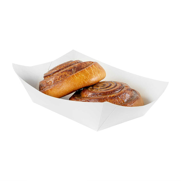 Restaurantware Bio Tek 1 Lb White Paper #100 Food Tray / Boat - 5 1/2" X 3 1/2" X 2" - 200 Count Box