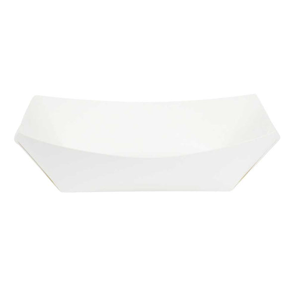 Restaurantware Bio Tek 1 Lb White Paper #100 Food Tray / Boat - 5 1/2" X 3 1/2" X 2" - 200 Count Box
