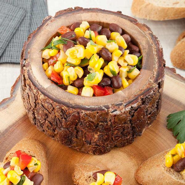 Restaurantware Bio Tek 10 Oz Round Natural Acacia Serving Bowl - Varnished Bark Edges - 4" X 4" X 2" - 1 Count Box