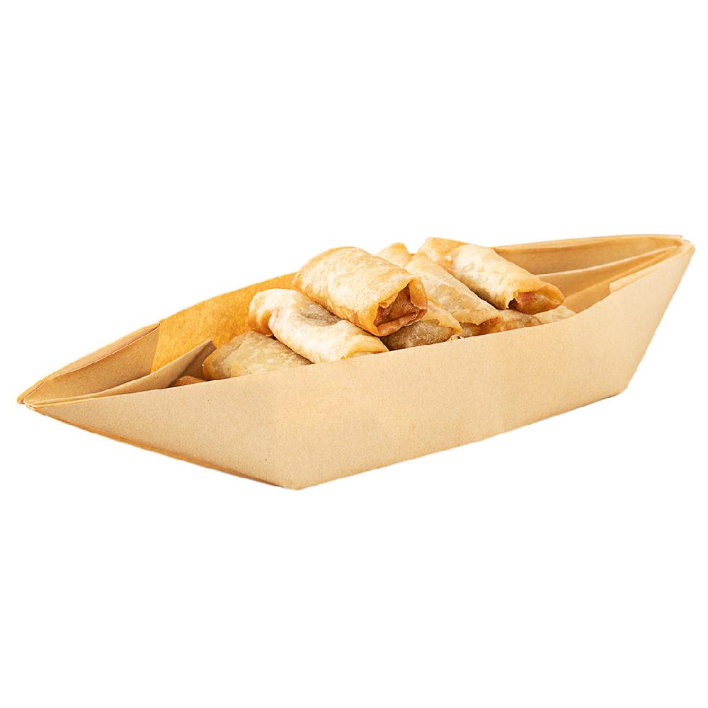 restaurantware Bio Tek 12 oz Kraft Paper Handmade Origami Boat - Greaseproof - 13 1/2" x 4" x 1 1/2" - 100 count box