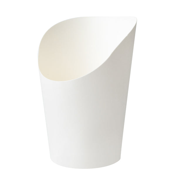 Restaurantware Bio Tek 12 Oz Round White Paper Incline Cup - 3 1/2" X 3 1/2" X 4 3/4" - 100 Count Box
