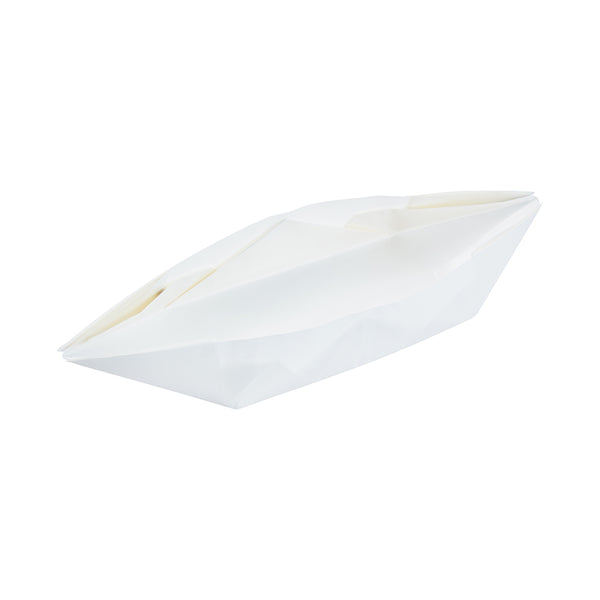 Restaurantware Bio Tek 12 Oz White Paper Handmade Origami Boat - Greaseproof - 13 1/2" X 4" X 1 1/2" - 100 Count Box
