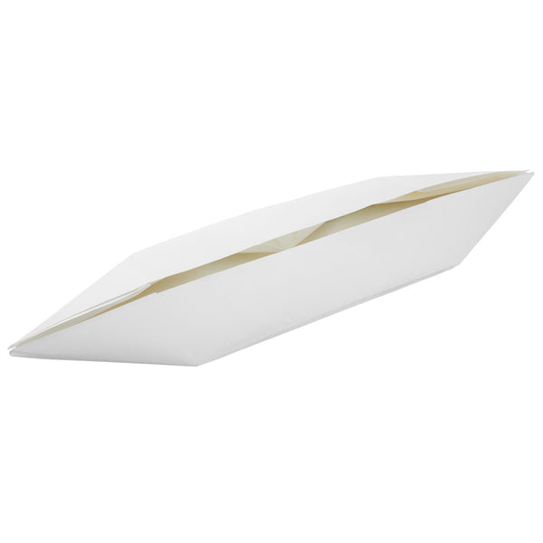 Restaurantware Bio Tek 12 Oz White Paper Handmade Origami Boat - Greaseproof - 13 1/2" X 4" X 1 1/2" - 100 Count Box