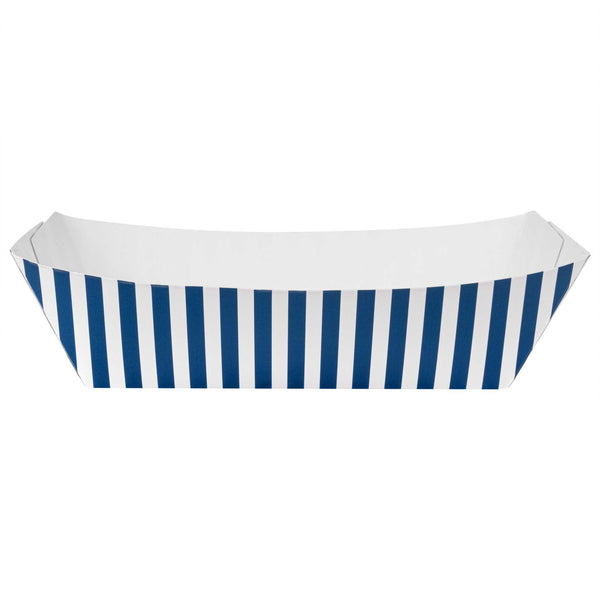 Restaurantware Bio Tek 2 Lb Blue And White Stripe Paper #200 Food Tray / Boat - 6 1/2" X 3 3/4" X 2 1/4" - 200 Count Box