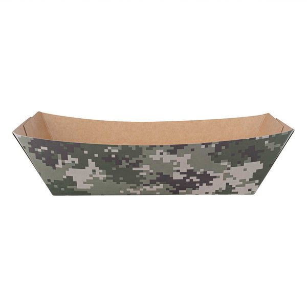 Restaurantware Bio Tek 2 Lb Camouflage Paper #200 Food Tray / Boat - 6 1/2" X 3 3/4" X 2 1/4" - 200 Count Box