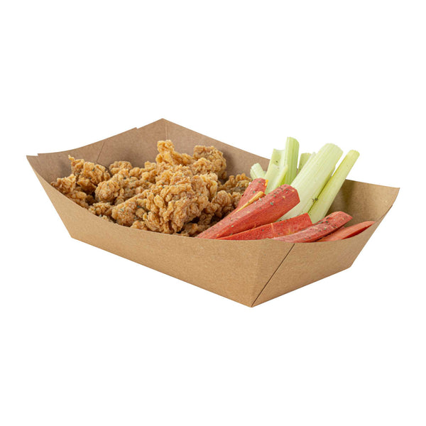 Restaurantware Bio Tek 2 Lb Kraft Paper #200 Food Tray / Boat - 6 1/2" X 3 3/4" X 2 1/4" - 200 Count Box