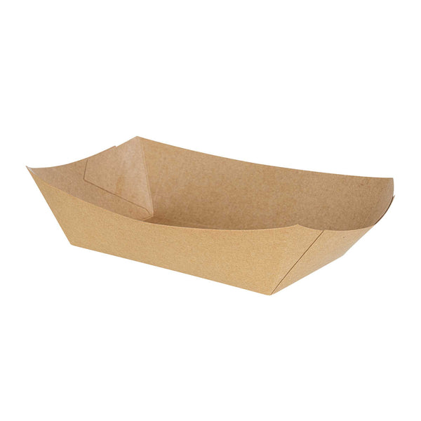 Restaurantware Bio Tek 2 Lb Kraft Paper #200 Food Tray / Boat - 6 1/2" X 3 3/4" X 2 1/4" - 200 Count Box