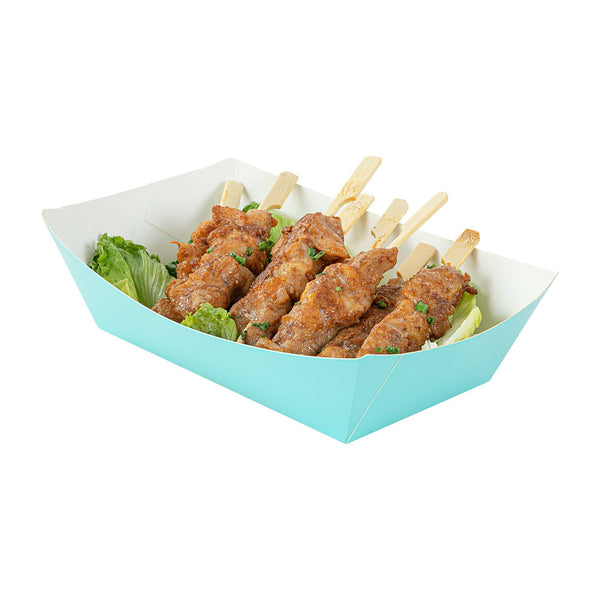 Restaurantware Bio Tek 2 Lb Turquoise Paper #200 Food Tray / Boat - 6 1/2" X 3 3/4" X 2 1/4" - 200 Count Box