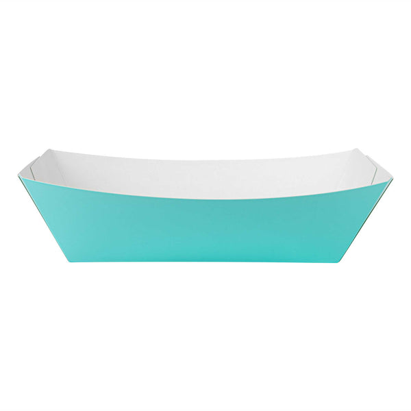 Restaurantware Bio Tek 2 Lb Turquoise Paper #200 Food Tray / Boat - 6 1/2" X 3 3/4" X 2 1/4" - 200 Count Box