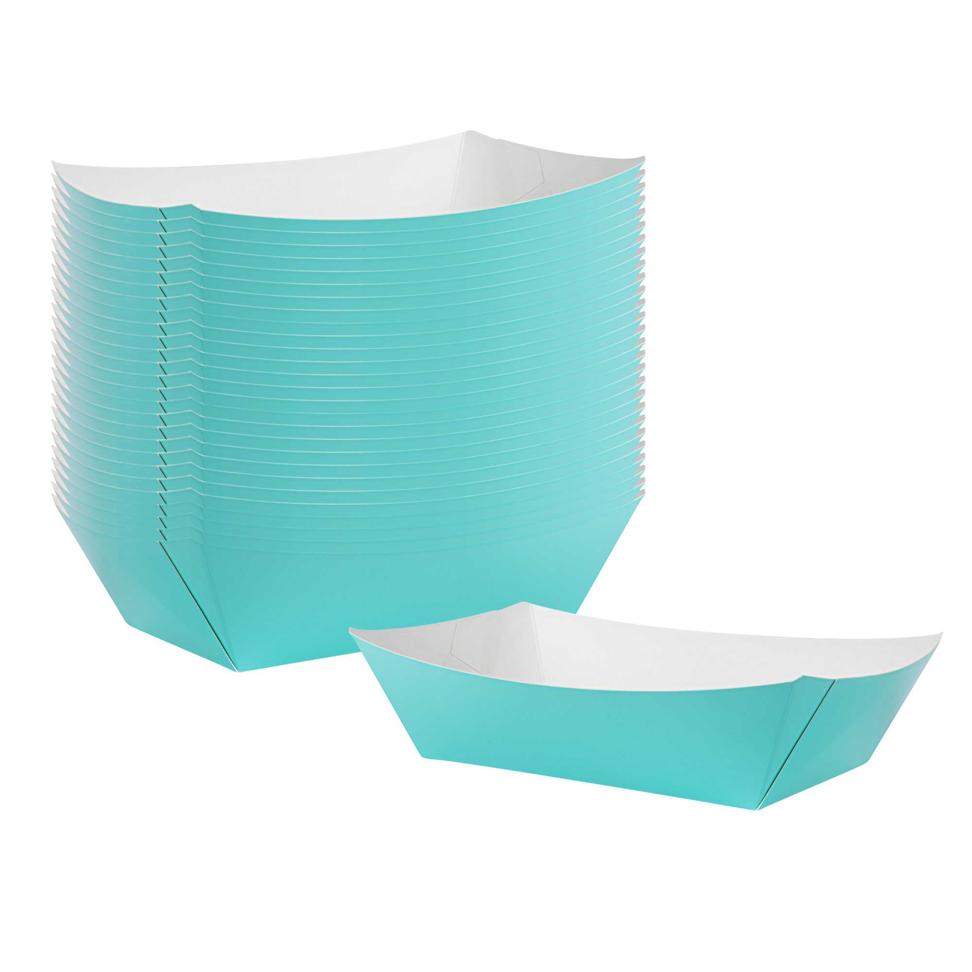 restaurantware Bio Tek 2 lb Turquoise Paper #200 Food Tray / Boat - 6 1/2" x 3 3/4" x 2 1/4" - 200 count box