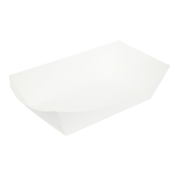 Restaurantware Bio Tek 2 Lb White Paper #200 Food Tray / Boat - 6 1/2" X 3 3/4" X 2 1/4" - 200 Count Box
