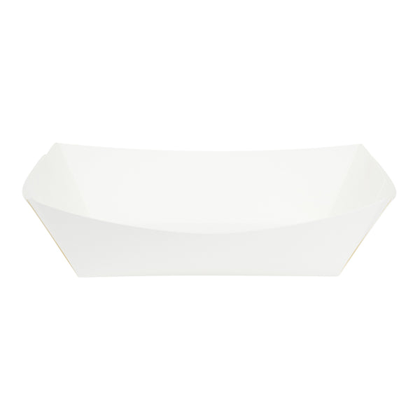 Restaurantware Bio Tek 2 Lb White Paper #200 Food Tray / Boat - 6 1/2" X 3 3/4" X 2 1/4" - 200 Count Box