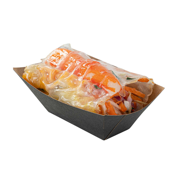 Restaurantware Bio Tek 2 Oz Black Paper Food Tray / Boat - 3 1/4" X 2 1/4" X 1 1/4" - 400 Count Box