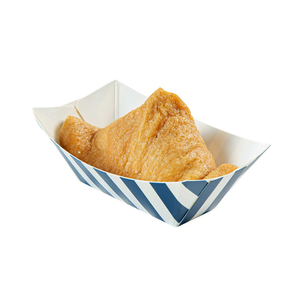 Restaurantware Bio Tek 2 Oz Blue And White Stripe Paper Food Tray / Boat - 3 1/4" X 2 1/4" X 1 1/4" - 400 Count Box