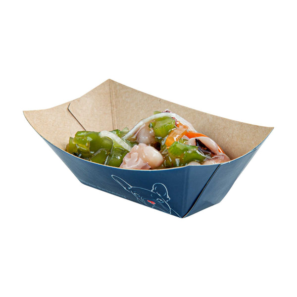 Restaurantware Bio Tek 2 Oz Frenchie Paper Food Tray / Boat - 3 1/4" X 2 1/4" X 1 1/4" - 400 Count Box