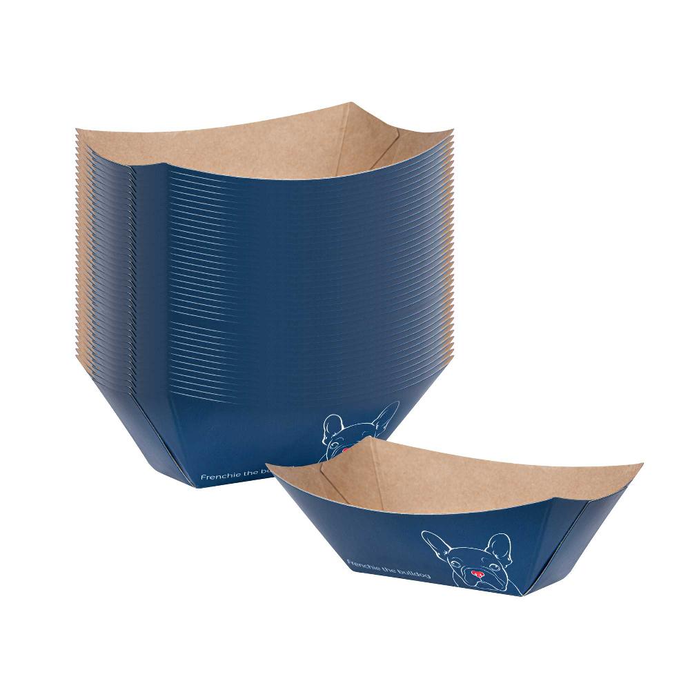 restaurantware Bio Tek 2 oz Frenchie Paper Food Tray / Boat - 3 1/4" x 2 1/4" x 1 1/4" - 400 count box