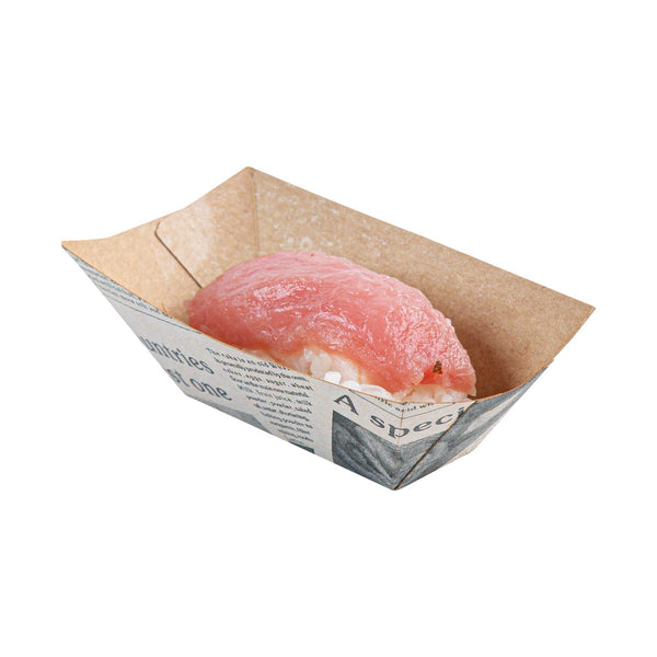 Restaurantware Bio Tek 2 Oz Newsprint Paper Food Tray / Boat - 3 1/4" X 2 1/4" X 1 1/4" - 400 Count Box
