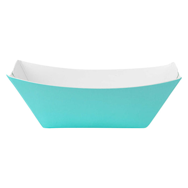 Restaurantware Bio Tek 2 Oz Turquoise Paper Food Tray / Boat - 3 1/4" X 2 1/4" X 1 1/4" - 400 Count Box