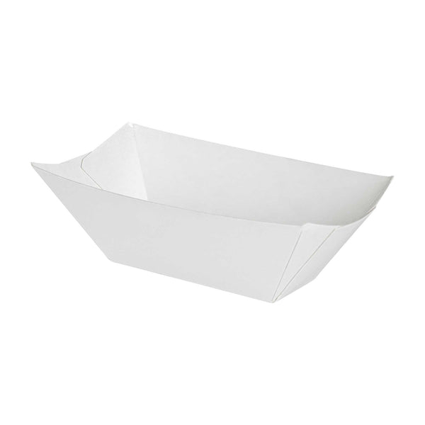Restaurantware Bio Tek 2 Oz White Paper Food Tray / Boat - 3 1/4" X 2 1/4" X 1 1/4" - 400 Count Box