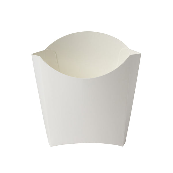 Restaurantware Bio Tek 3 Oz White Paper Fry Cup / Snack Container - 4 1/2" X 3 1/4" X 3 3/4" - 100 Count Box