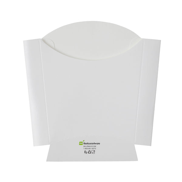 Restaurantware Bio Tek 3 Oz White Paper Fry Cup / Snack Container - 4 1/2" X 3 1/4" X 3 3/4" - 100 Count Box
