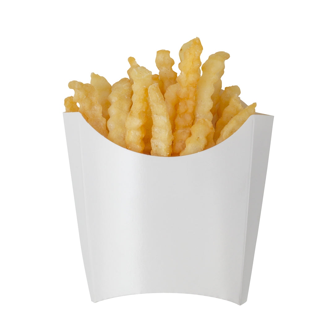 restaurantware Bio Tek 3 oz White Paper Fry Cup / Snack Container - 4 1/2" x 3 1/4" x 3 3/4" - 100 count box
