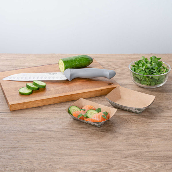 Restaurantware Bio Tek 4 Oz Camouflage Paper #25 Food Tray / Boat - 3" X 2" X 1" - 400 Count Box