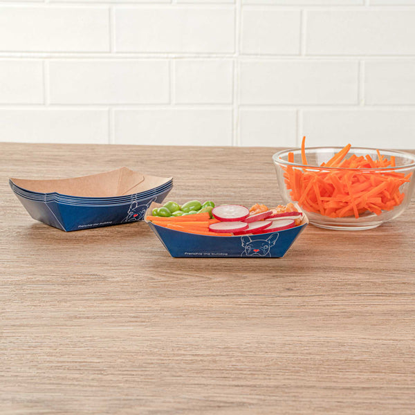 Restaurantware Bio Tek 4 Oz Frenchie Paper #25 Food Tray / Boat - 3" X 2" X 1" - 400 Count Box