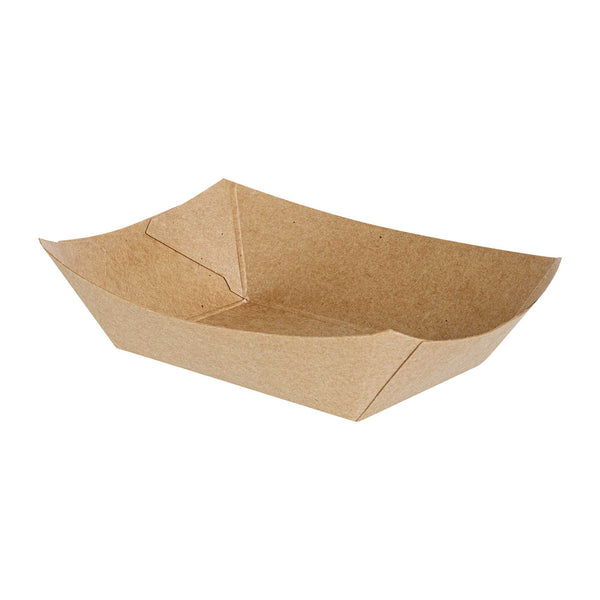 Restaurantware Bio Tek 4 Oz Kraft Paper #25 Food Tray / Boat - 3" X 2" X 1" - 400 Count Box
