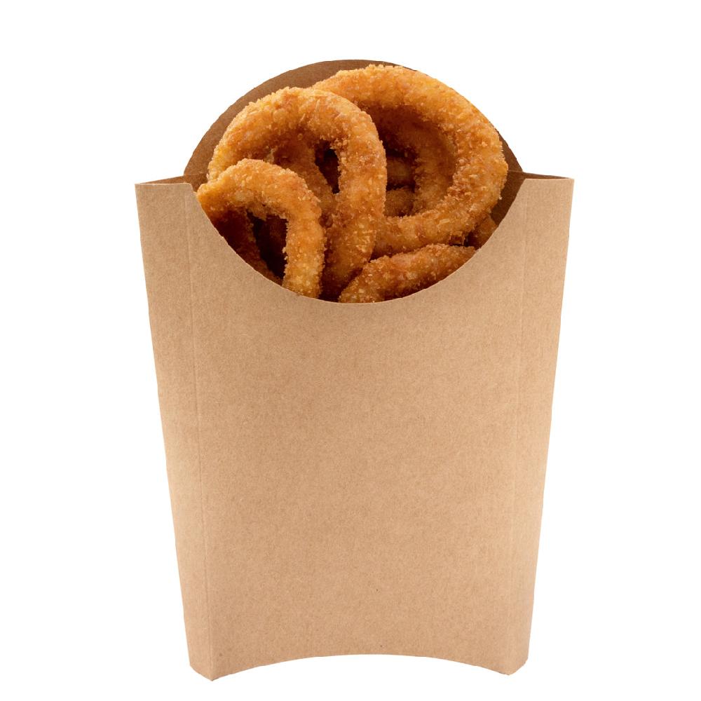 restaurantware Bio Tek 4 oz Kraft Paper Fry Cup / Snack Container - 4 3/4" x 3 1/2" x 5" - 100 count box