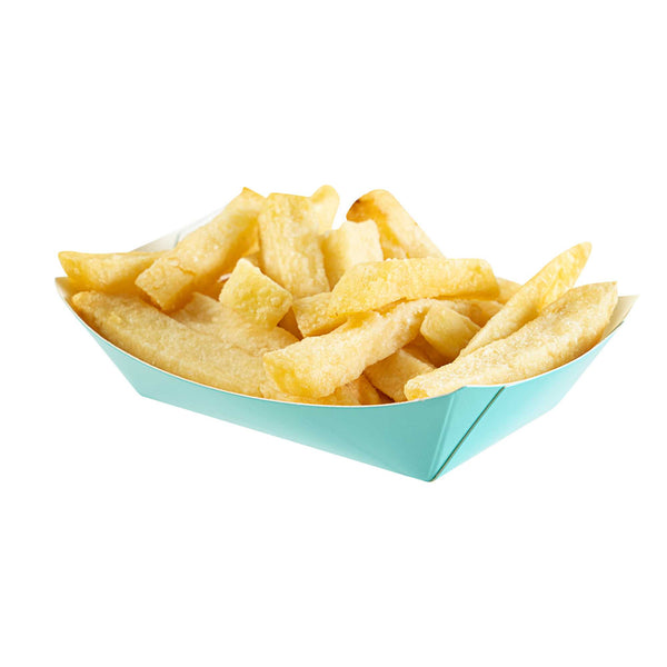 Restaurantware Bio Tek 4 Oz Turquoise Paper #25 Food Tray / Boat - 3" X 2" X 1" - 400 Count Box