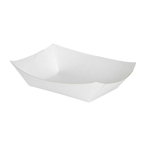 Restaurantware Bio Tek 4 Oz White Paper #25 Food Tray / Boat - 3" X 2" X 1" - 400 Count Box