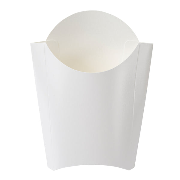 Restaurantware Bio Tek 4 Oz White Paper Fry Cup / Snack Container - 4 3/4" X 3 1/2" X 5" - 100 Count Box
